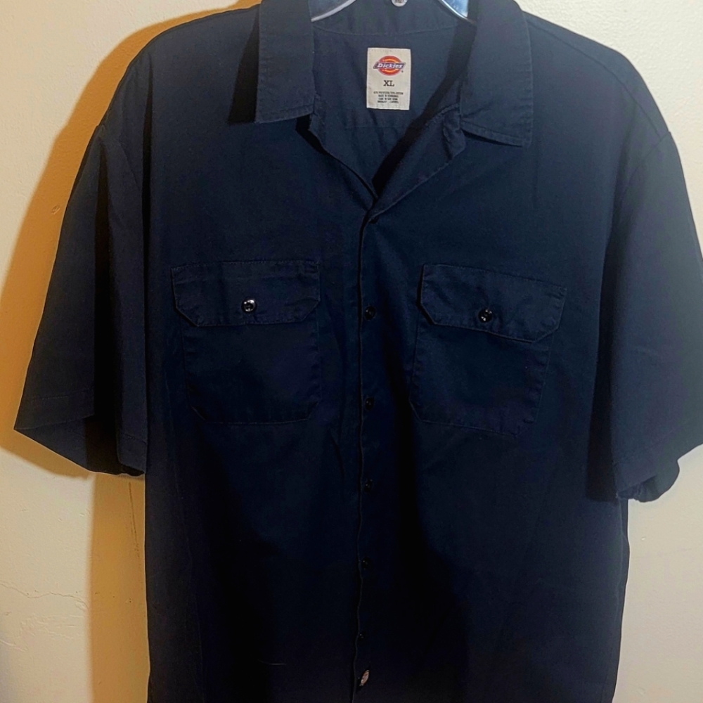 DICKIES Men's Black Short Sleeve Button Down